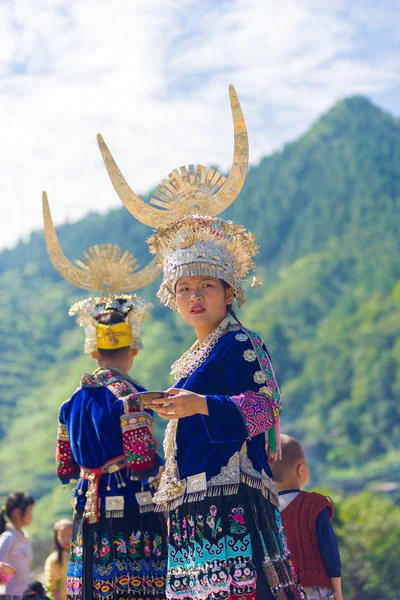 Miao Ethnie Minorité Traditionnelle Festival Montagne — Photo