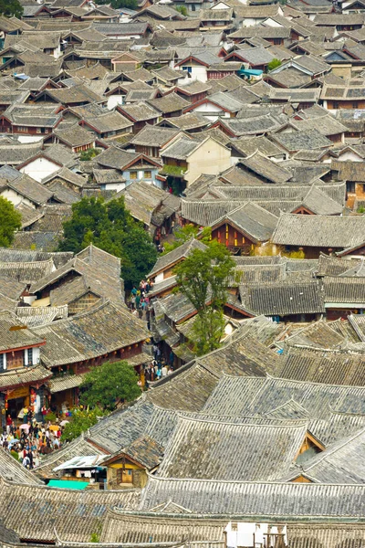 Stare Miasto Lijiang kafelkami dachami wysokiej kąt widzenia — Zdjęcie stockowe