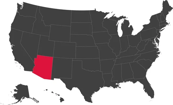 Arizona, ABD Haritası. — Stok Vektör