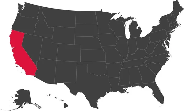 Mapa da Califórnia, Estados Unidos da América . — Vetor de Stock