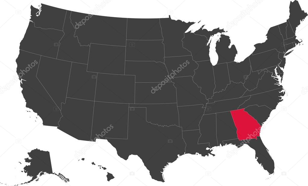 Map of Georgia, USA.