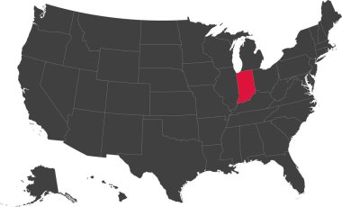 Indiana, ABD Haritası.