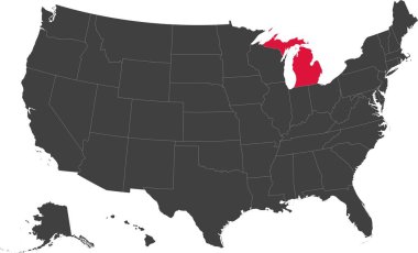 Michigan, ABD Haritası.