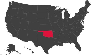 Oklahoma, ABD Haritası.