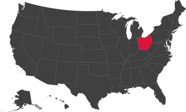 Ohio, ABD Haritası.