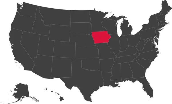 Mapa de Iowa, Estados Unidos . — Vetor de Stock