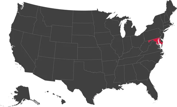 Kaart van Maryland, Usa. — Stockvector