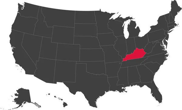 Mapa de Kentucky, Estados Unidos da América . —  Vetores de Stock