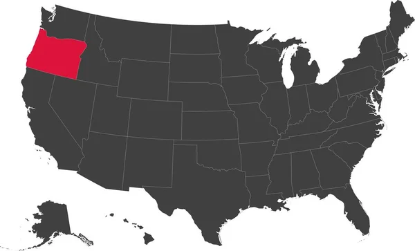 Kaart van Oregon, Usa. — Stockvector