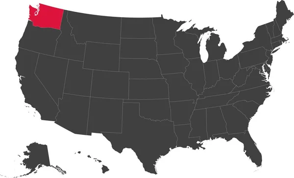 Mapa, Washington, USA. — Stockový vektor