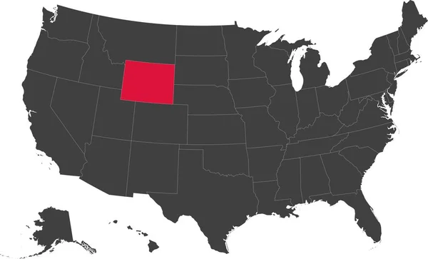 Mappa del Wyoming, Stati Uniti d'America . — Vettoriale Stock