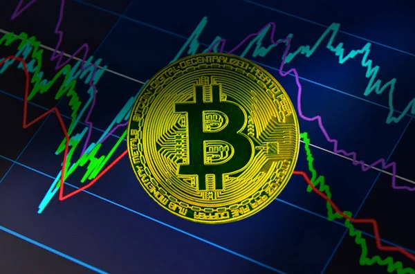 画面上の Bitcoin 市場のグラフ — ストック写真