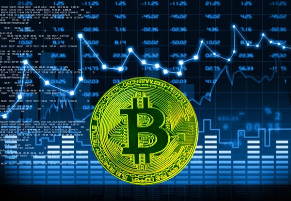 Sayılarla Bitcoin mavi arka plan