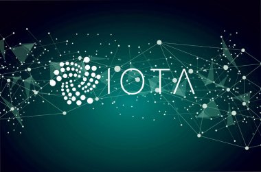 Logo ve renk arka plan ile yazılı Iota