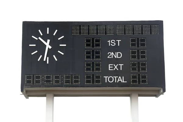 Beyaz arka plan üzerinde izole futbol sahası, puan tahtası. Bu ha