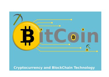 Bitcoin afiş ve Logo Cryptocurrency teknolojisi için.