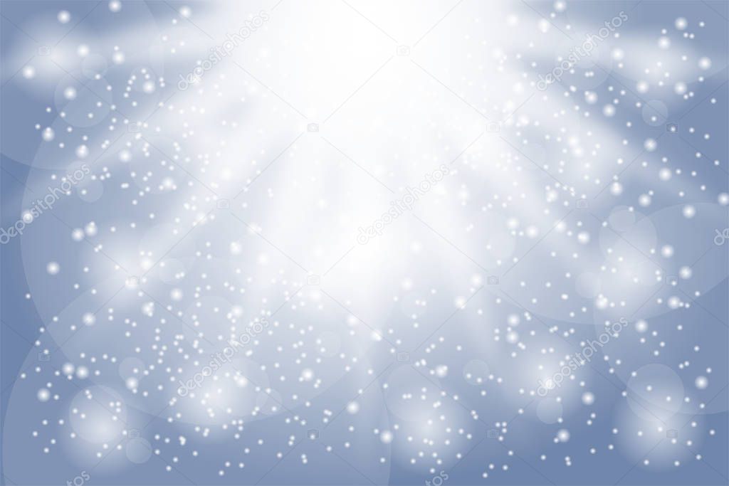 Abstract blue background with Snow falling down