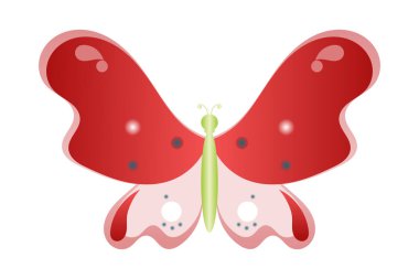 Güzel kelebeğin kırmızı kanatları var.