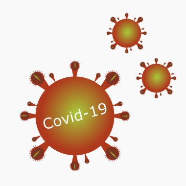 Covid-19 virüsünün sembolü izole edildi. Virüsün hayali görüntüsü.