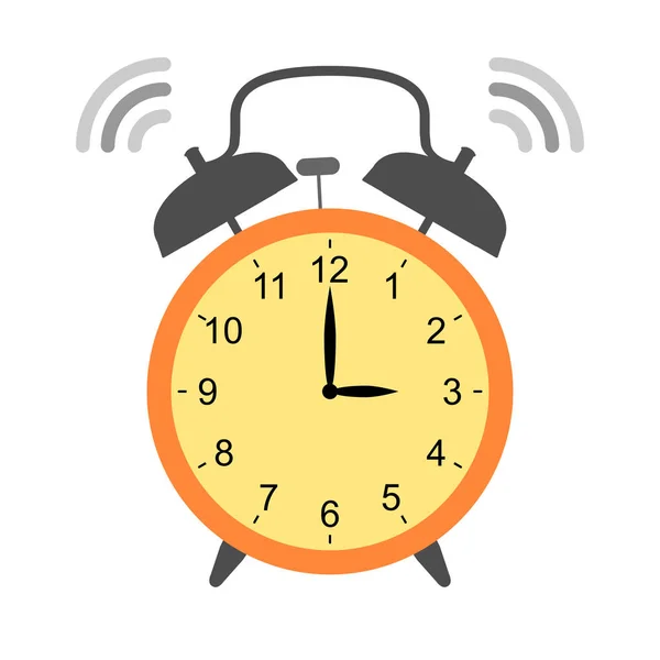 レトロ目覚まし時計は隔離された 3時を示す時計 — ストックベクタ