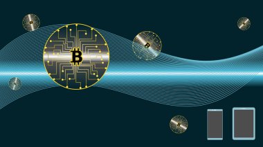 BitCoin sembollü dijital para birimi. Kripto para birimi teknolojisi kavramı.