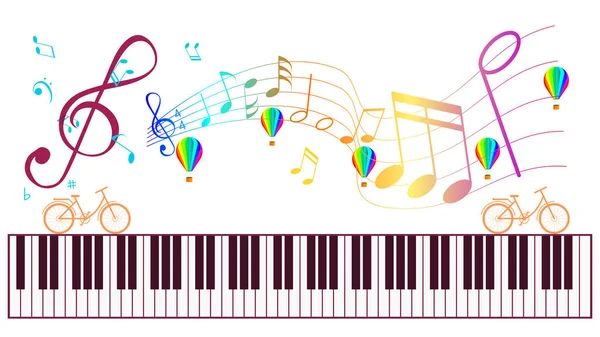 钢琴键盘和音乐音符被隔离了 播放音乐的创造性活动 — 图库矢量图片