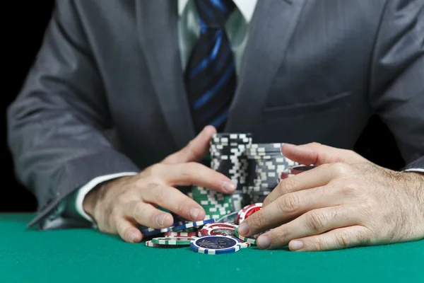 Blackjack Winner,A Solid Businessman, Won In Blackjack Game — Stock Photo, Image