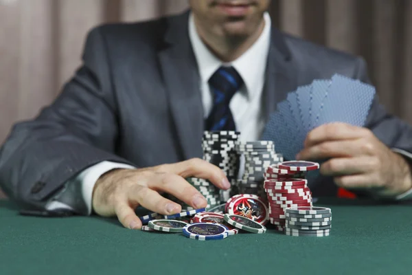 Blackjack Winner,A Solid Businessman, Won In Blackjack Game And — Stock Photo, Image