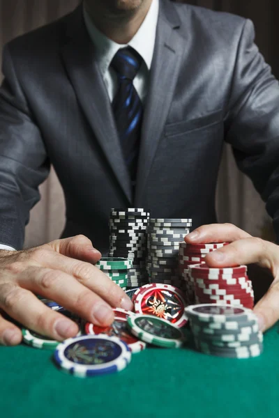 Blackjack Winner,A Solid Businessman, Won In Blackjack Game — Stock Photo, Image