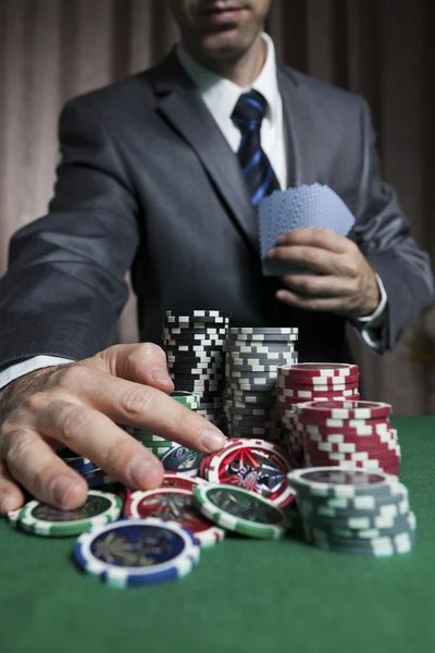 Blackjack Winner,Businessman Won In Blackjack Game — Stock Photo, Image