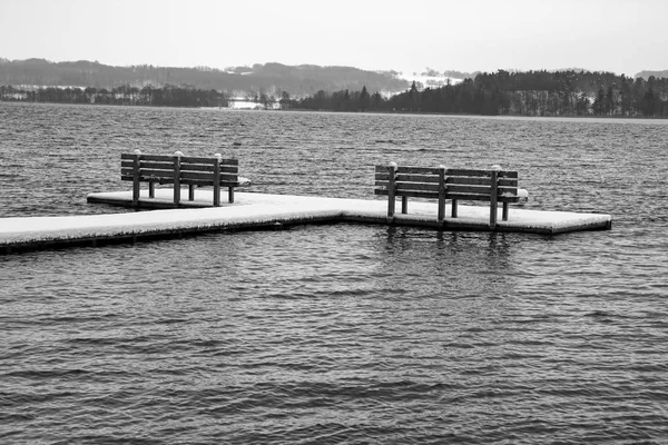 Benches on a Bathing Jetty — Stock Photo, Image