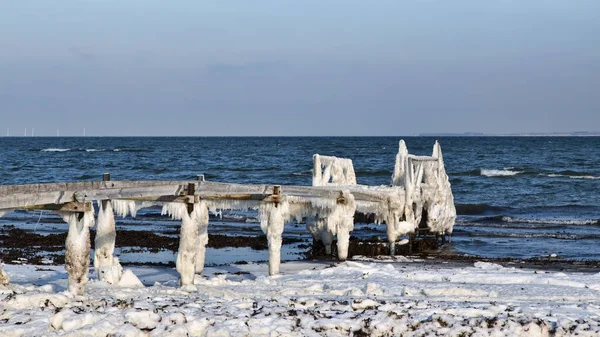 Ice on an old Bathing Jetty — Stock Photo, Image