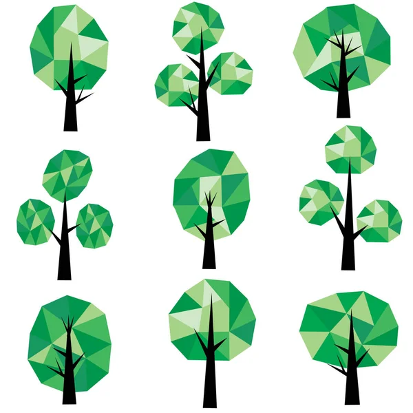 Immagine poligonale. Clip Art albero verde — Vettoriale Stock