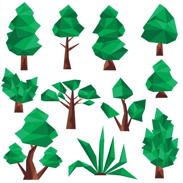 Bajo poli verde árbol Clip Art — Vector de stock