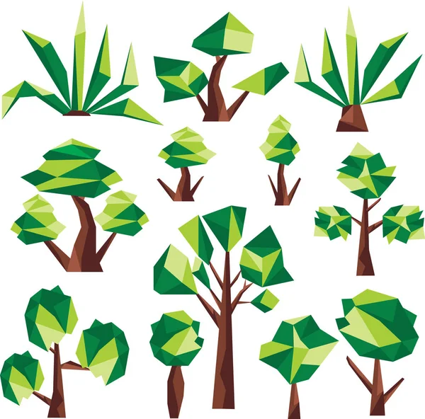 Clip albero verde poli basso Art — Vettoriale Stock