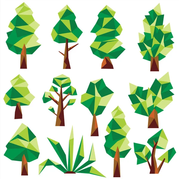 Bajo poli verde árbol Clip Art — Vector de stock