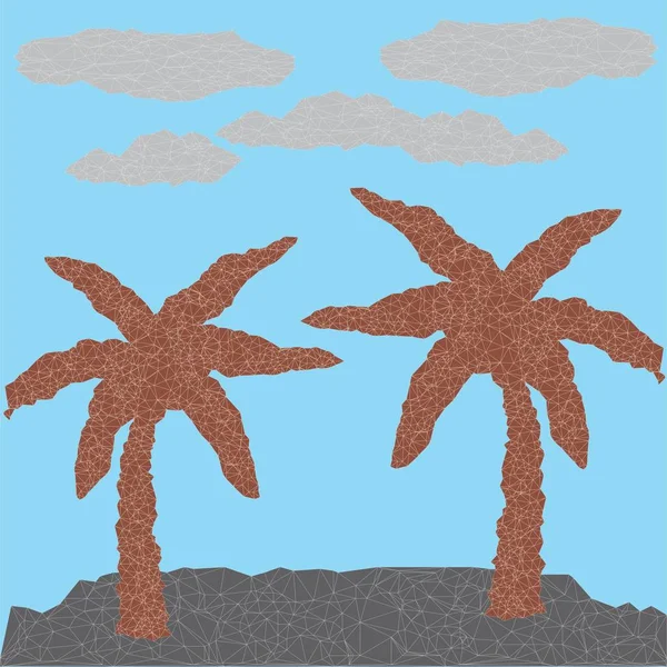 Полигон абстрактные пальмы. Векторная графика. Пляжный пейзаж — стоковый вектор