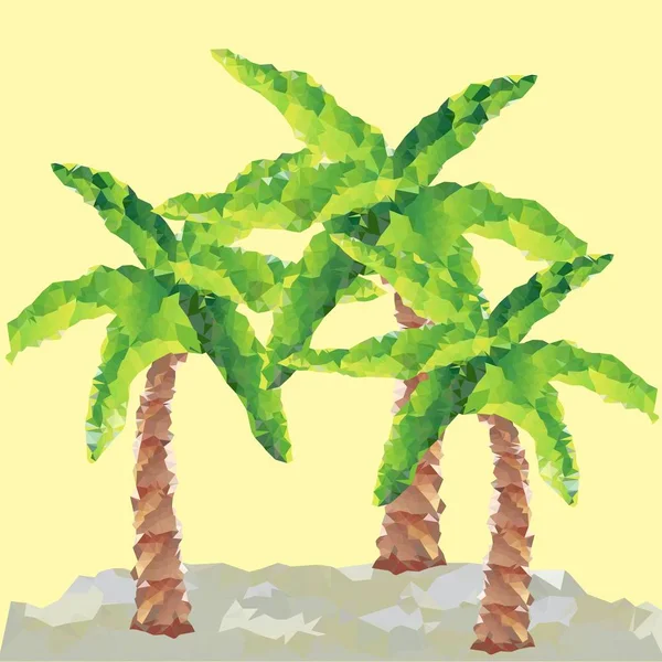Полигонные пальмы. Векторная графика. Пляжный пейзаж — стоковый вектор