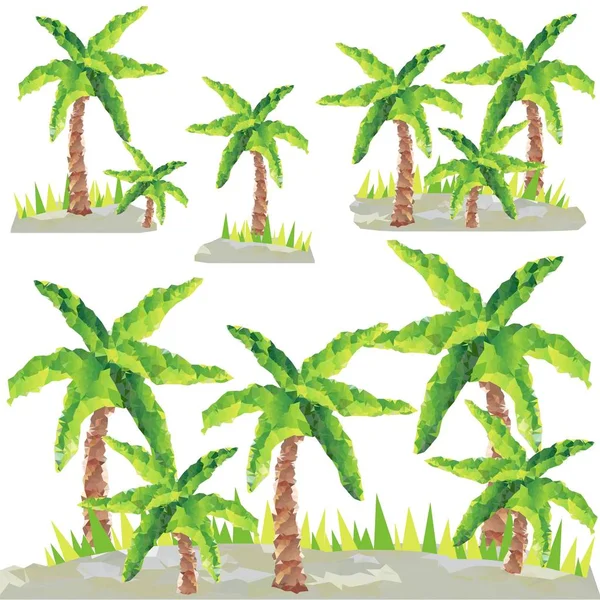 Vektör çokgen palmiye ağaçlarında küçük resim — Stok Vektör