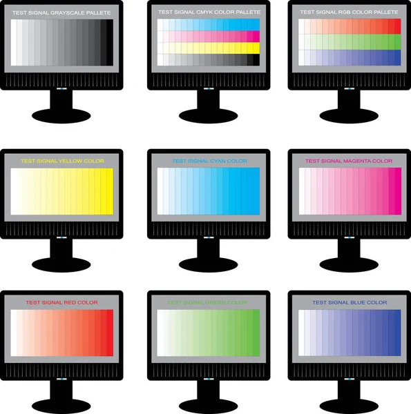 Monitor icon set. Test signal on the background. — Stock Vector