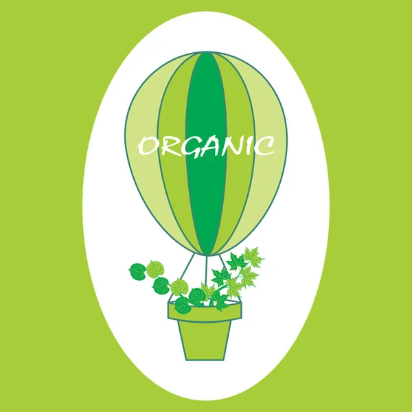 Organik balon yeşil yaprakları ile. Eko logosu, işaretleri ve Etiketler. — Stok Vektör