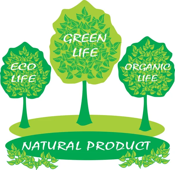 Concepto de árbol ecológico. Vida ecológica, vida verde y vida orgánica. Paisaje ecológico — Vector de stock