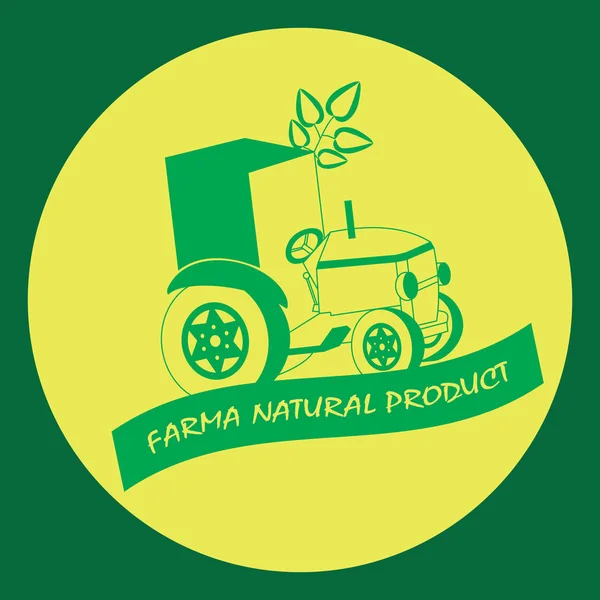 Çiftlik doğal ürün sembolü. Daire üzerinde etiket. — Stok Vektör