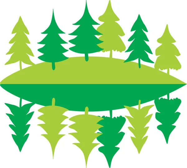 Eco fenyves erdő táj, a tükör koncepció. — Stock Vector
