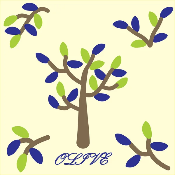 Azeitona de árvore vetora. Azeitona ramo Clip Art — Vetor de Stock