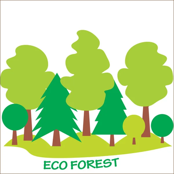 Árvores vectoras na floresta. Eco paisagem — Vetor de Stock