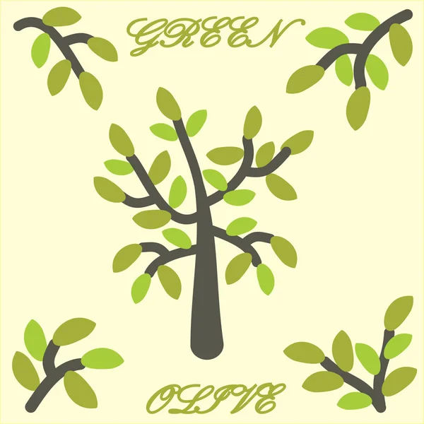 自然のロゴやサークルでオリーブのラベル — ストックベクタ