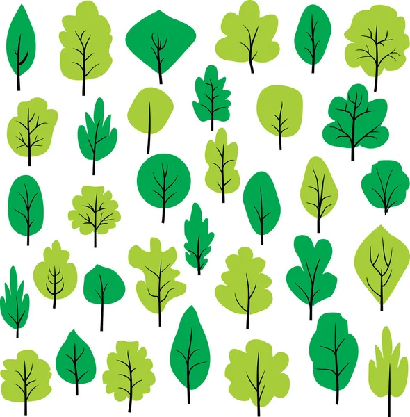 Set vettoriale. Albero e pineta clip Art — Vettoriale Stock