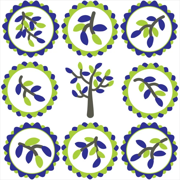 Natürliches Logo oder Etikett mit Olive im Kreis — Stockvektor