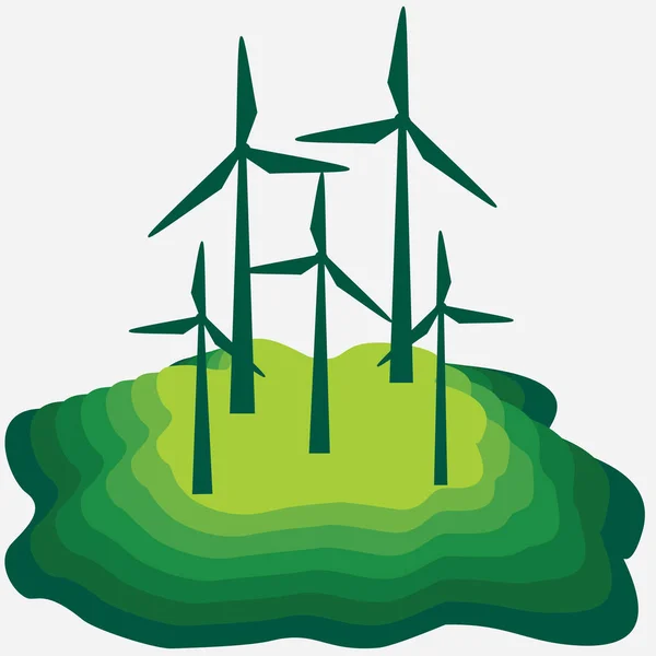 Eko - concetto di energia e idea di ecologia. Parco eolico — Vettoriale Stock